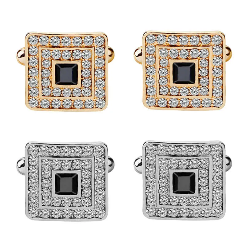 Men's Crystal Cufflinks Gold/Silver Shirt Swank Cufflinks