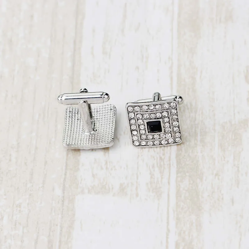 Men's Crystal Cufflinks Gold/Silver Shirt Swank Cufflinks