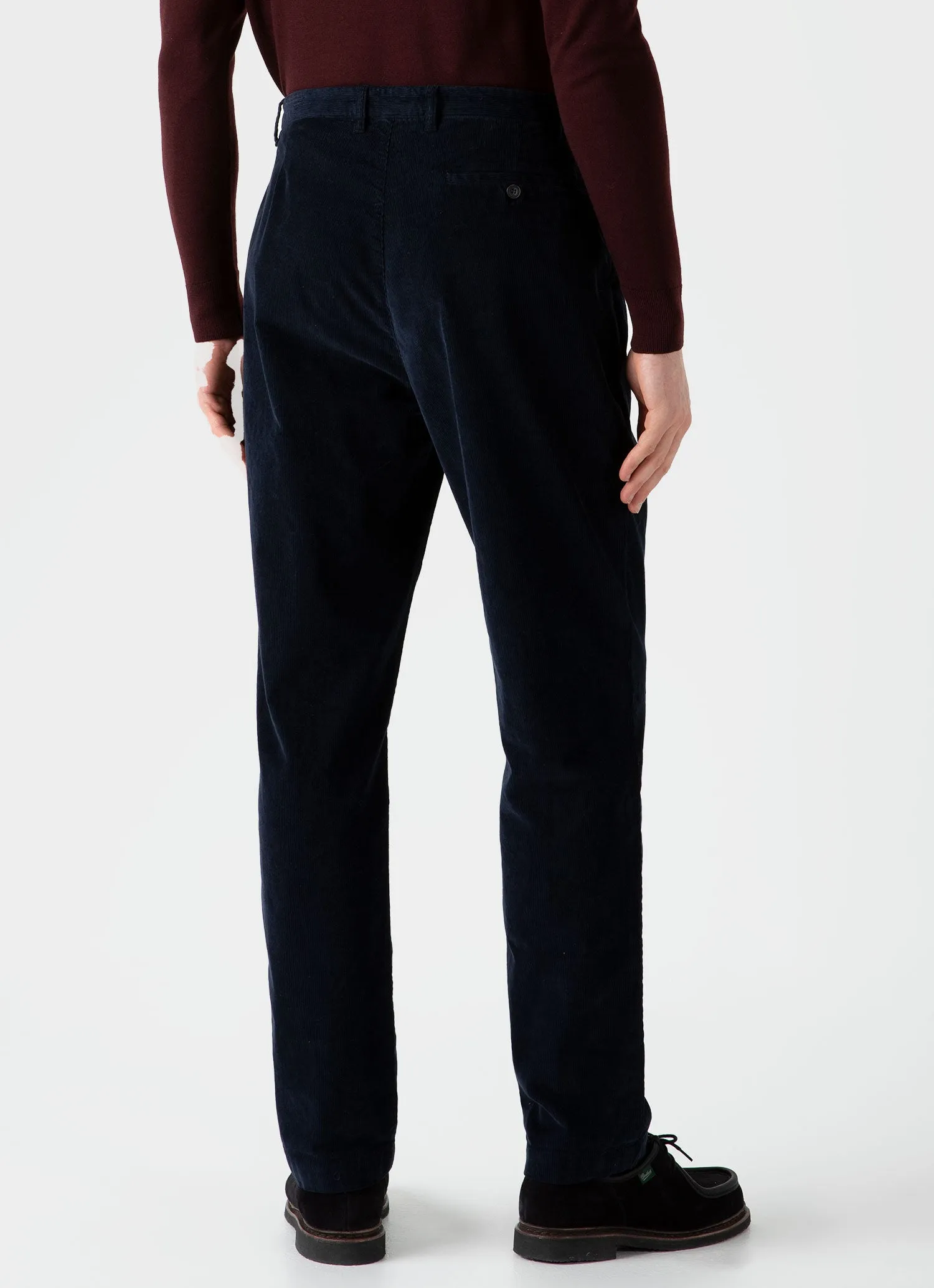 Men's Pleated Corduroy Trouser in Navy