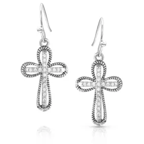 Montana Silversmiths Expressive Faith Crystal Cross Earrings