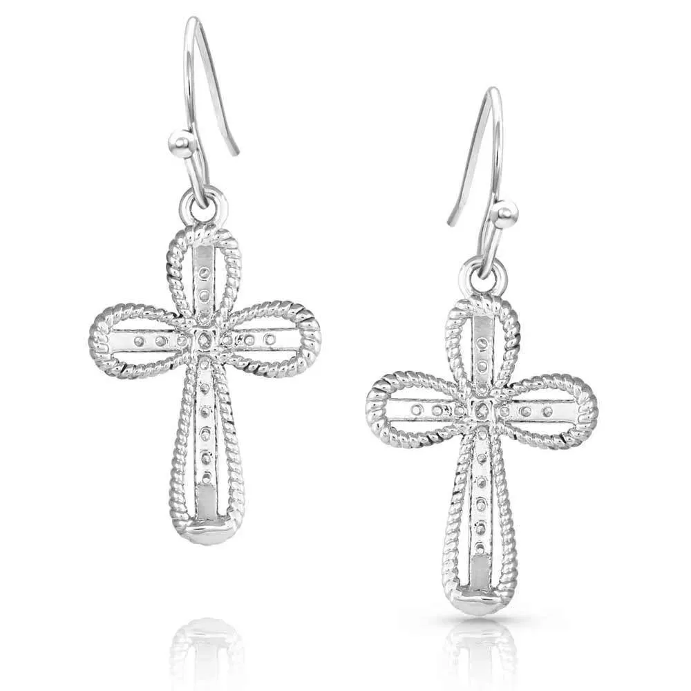 Montana Silversmiths Expressive Faith Crystal Cross Earrings