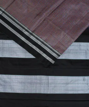 Multi check black gayatri border ilkal cotton handwoven art silk saree