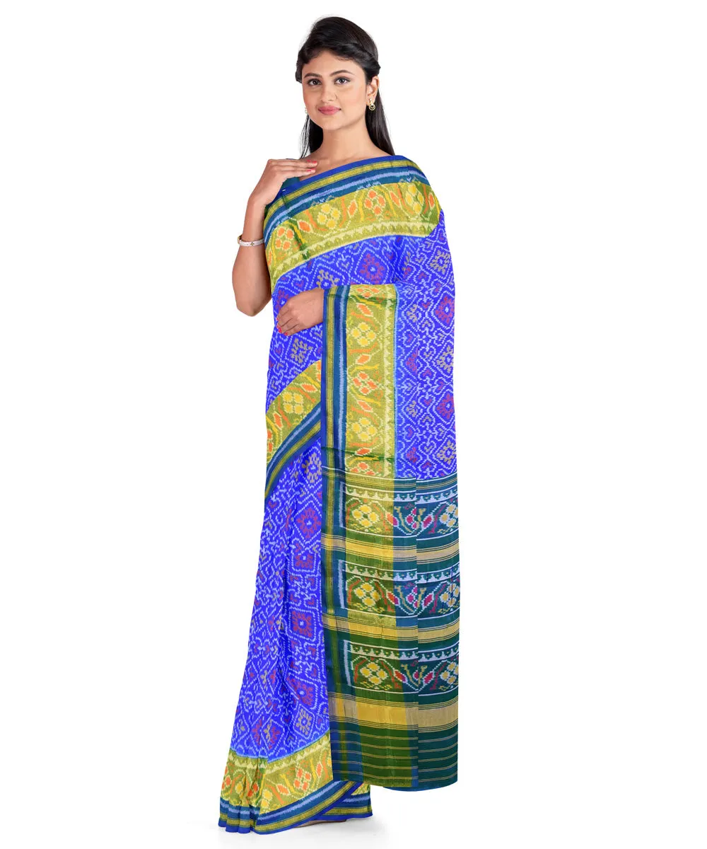 Navy blue green silk handloom patola saree