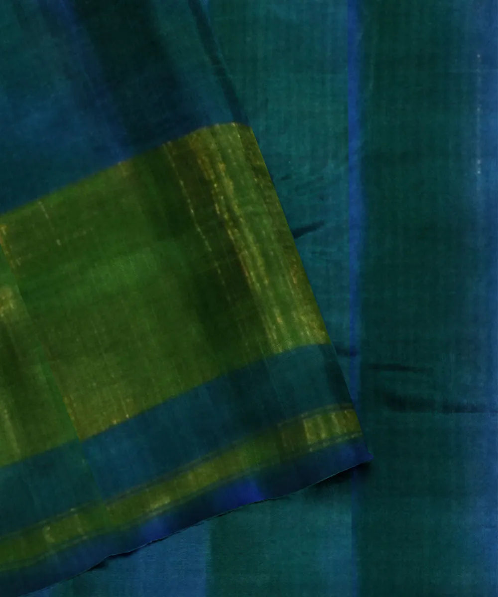 Navy blue green silk handloom patola saree