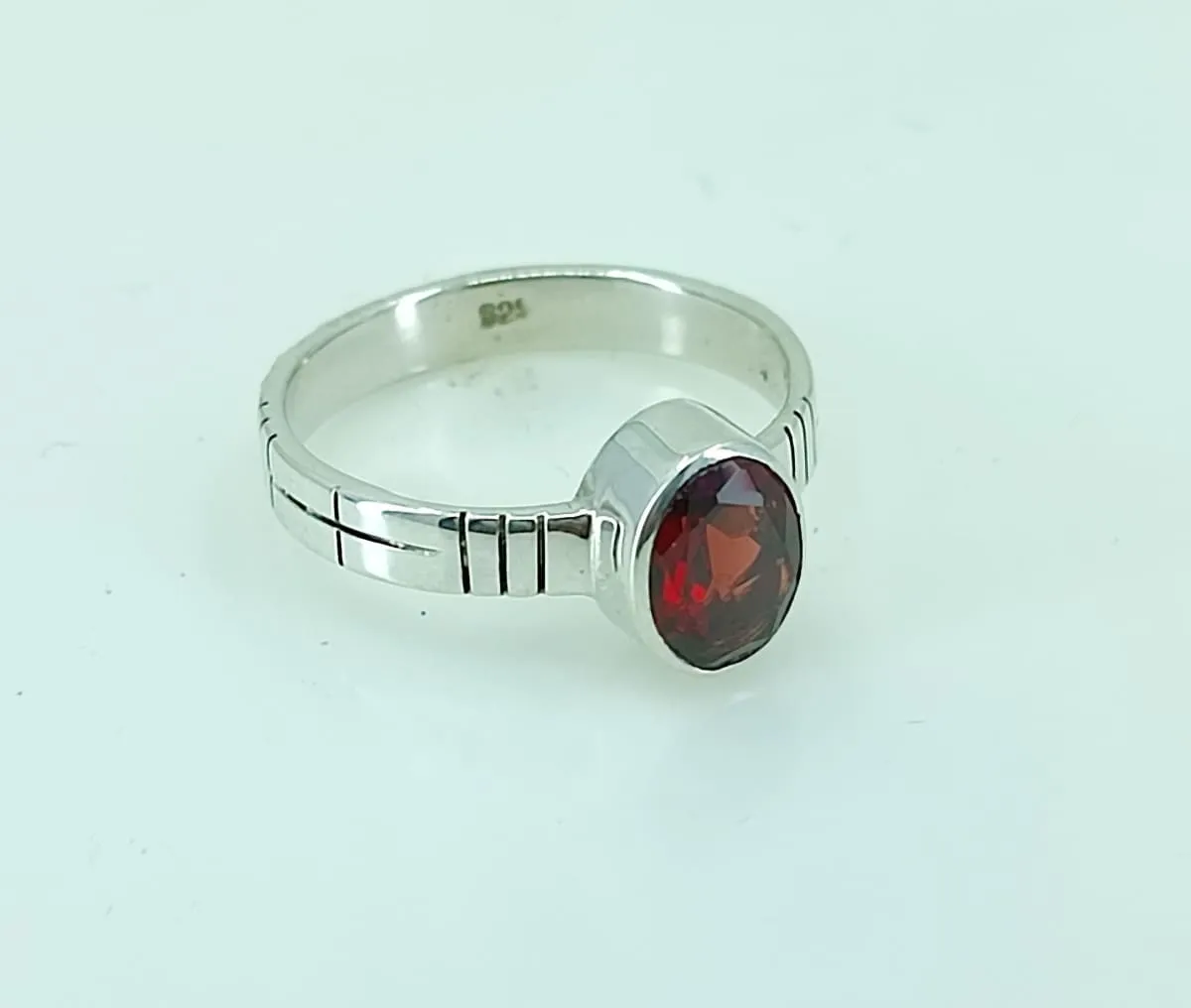 Navya Craft Garnet Silver Ring 925 Solid Sterling Silver Handmade Jewelry Size 3 - 13 US