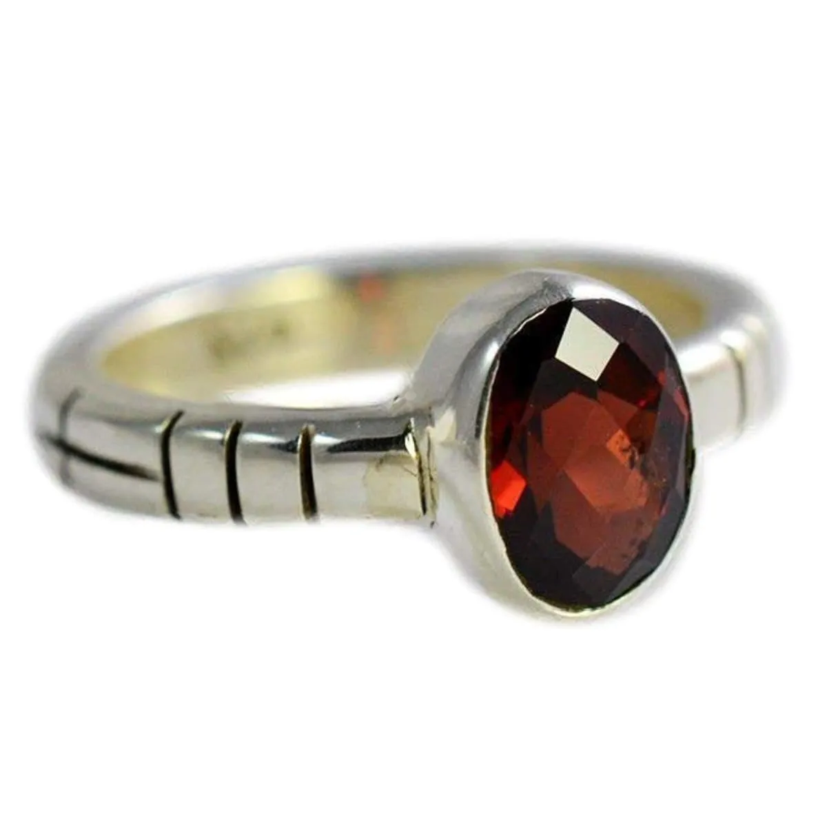 Navya Craft Garnet Silver Ring 925 Solid Sterling Silver Handmade Jewelry Size 3 - 13 US