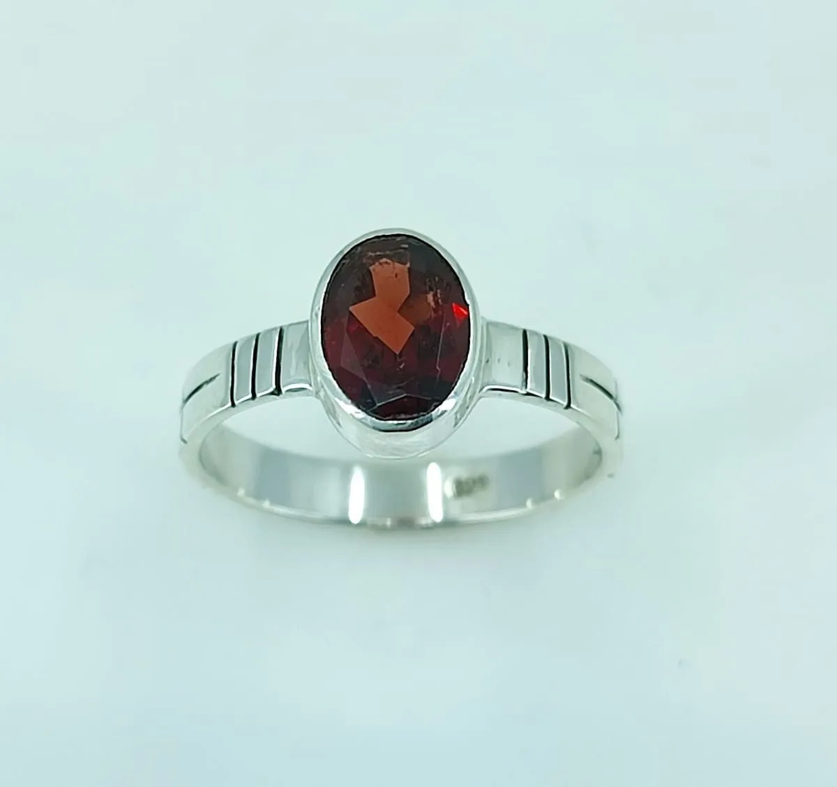 Navya Craft Garnet Silver Ring 925 Solid Sterling Silver Handmade Jewelry Size 3 - 13 US