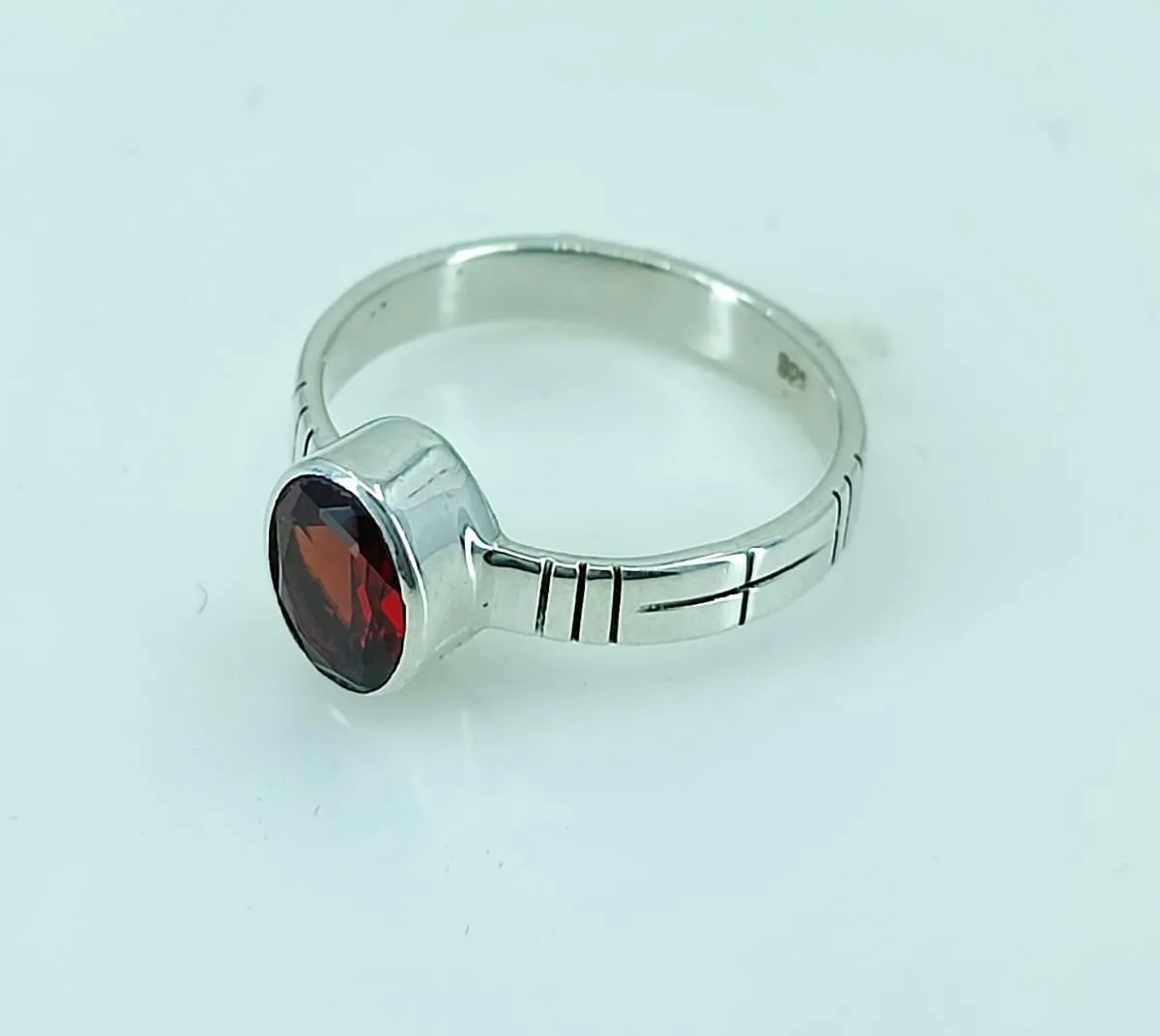 Navya Craft Garnet Silver Ring 925 Solid Sterling Silver Handmade Jewelry Size 3 - 13 US