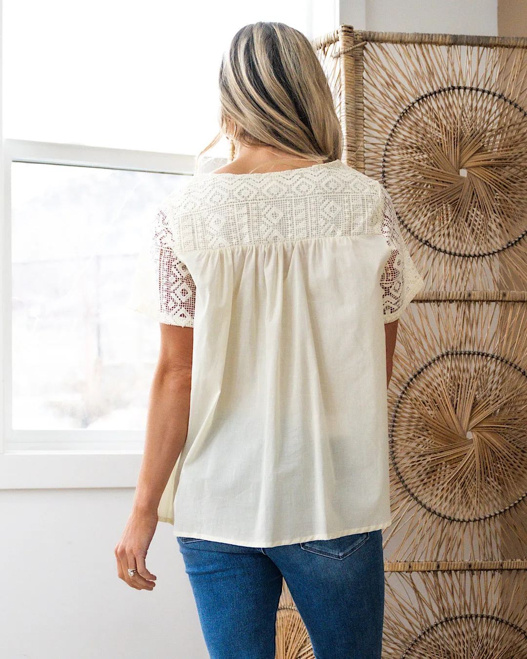 NEW! Jan Cream Embroidered Top