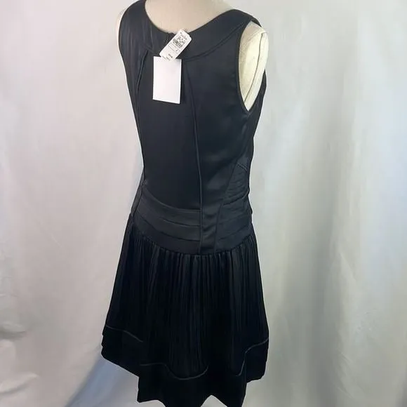 NWT DVon Furstenberg Black Pleated Drop Waist Dress