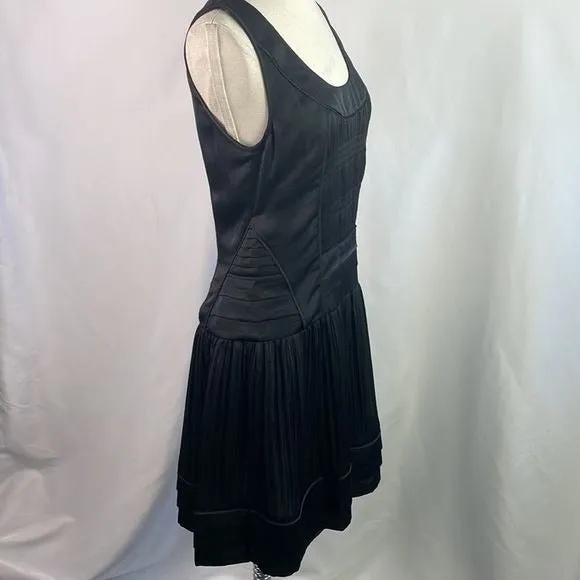 NWT DVon Furstenberg Black Pleated Drop Waist Dress