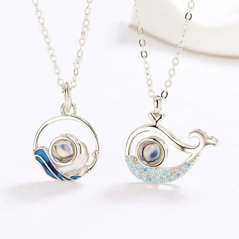 Ocean & Whales Custom Photo Necklace with Picture inside