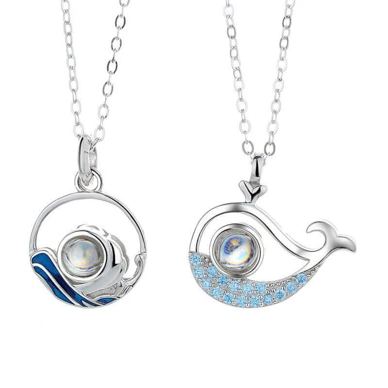 Ocean & Whales Custom Photo Necklace with Picture inside