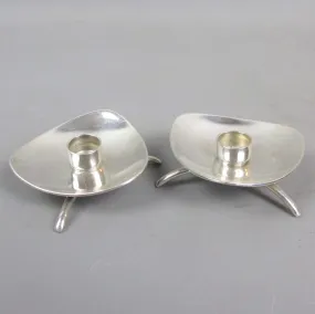 Pair Of Danish Silver Plated Miniature Candle Holders Mid-Century c1960