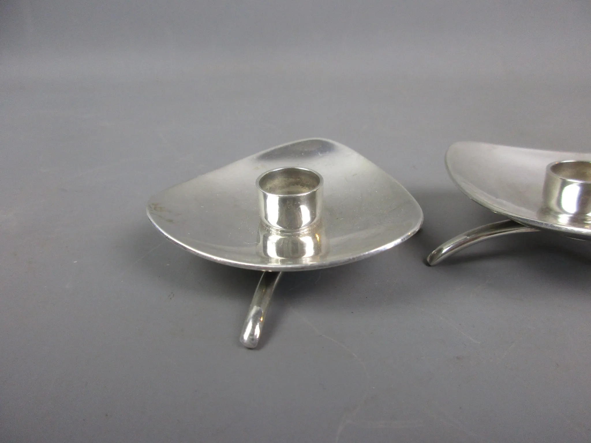 Pair Of Danish Silver Plated Miniature Candle Holders Mid-Century c1960