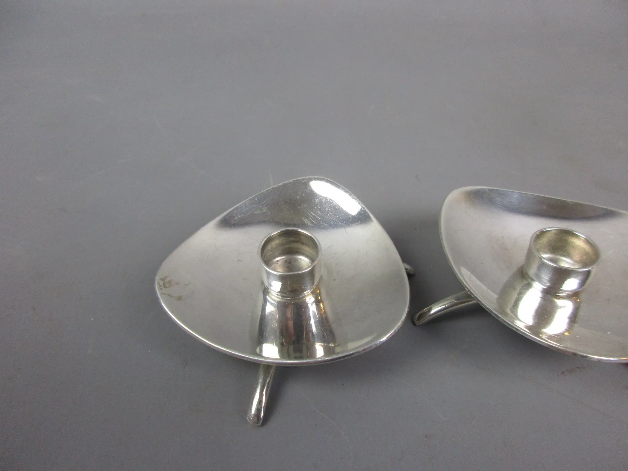 Pair Of Danish Silver Plated Miniature Candle Holders Mid-Century c1960