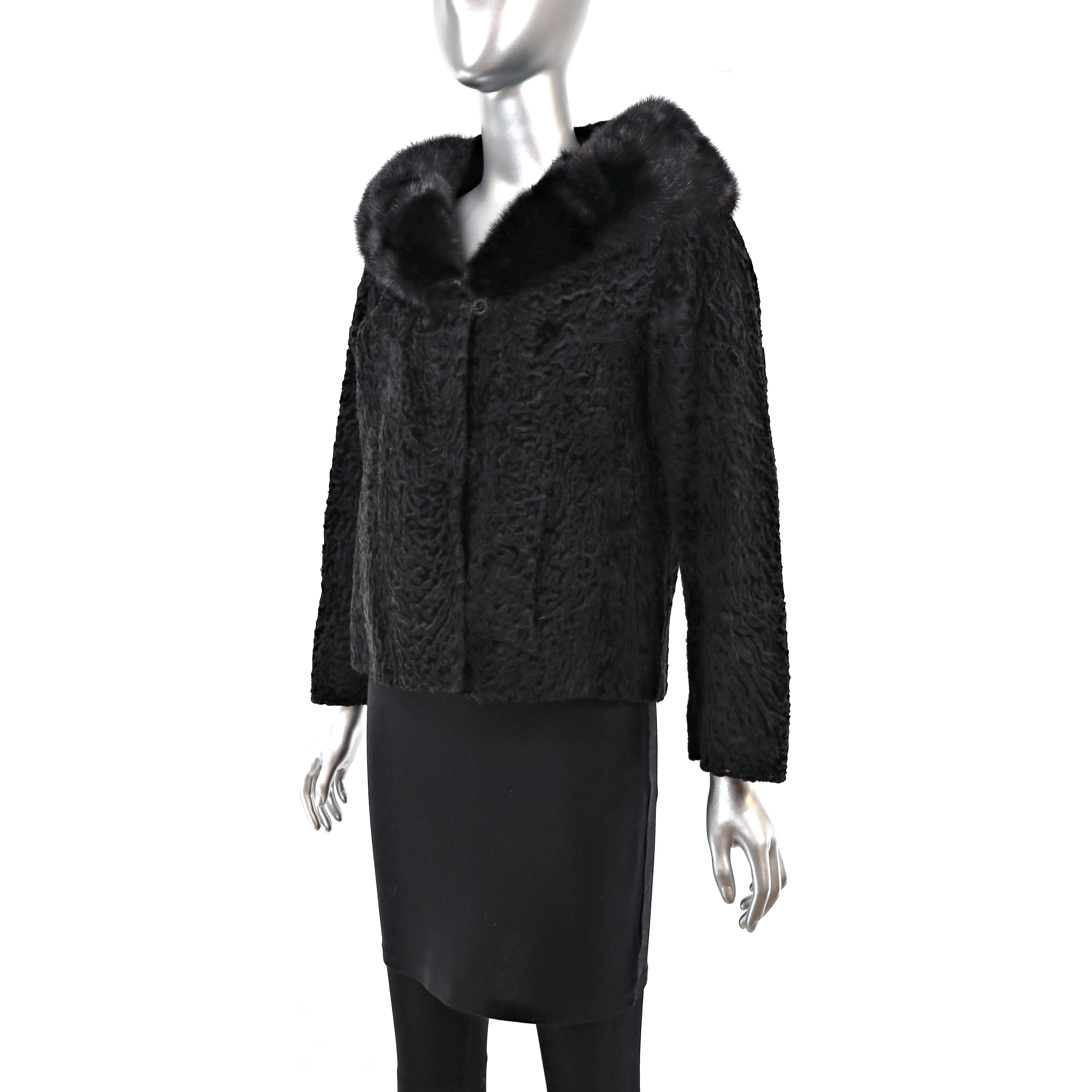 Persian Lamb Jacket with Mink Collar- Size M-L