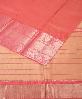 Pink handloom mangalagiri cotton silk saree