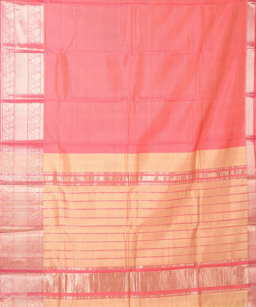 Pink handloom mangalagiri cotton silk saree