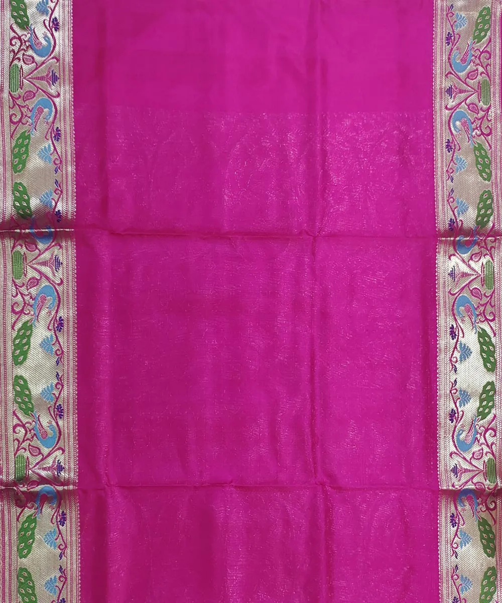 Pink magenta silk handloom venkatagiri saree