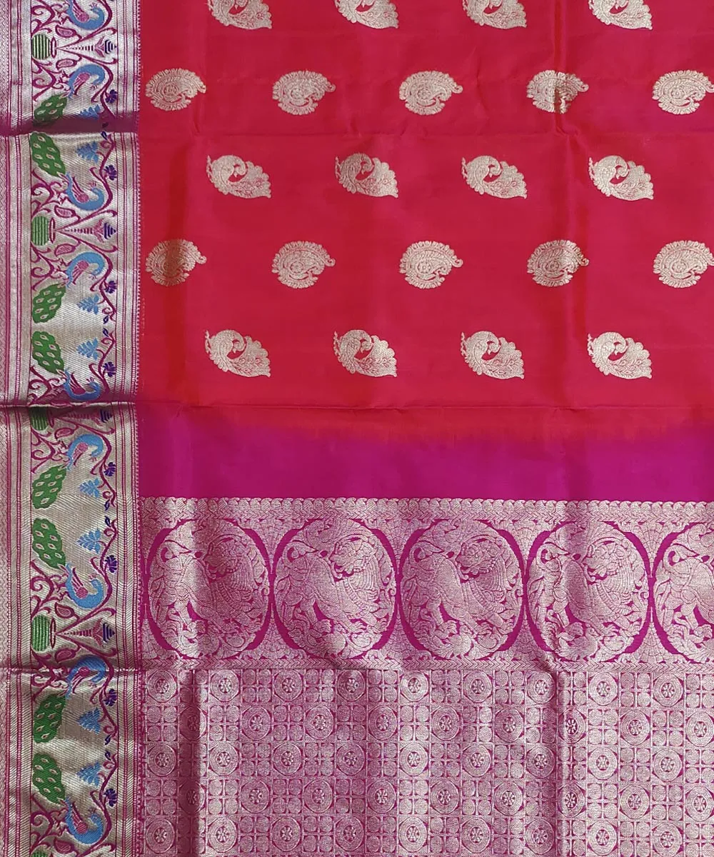 Pink magenta silk handloom venkatagiri saree