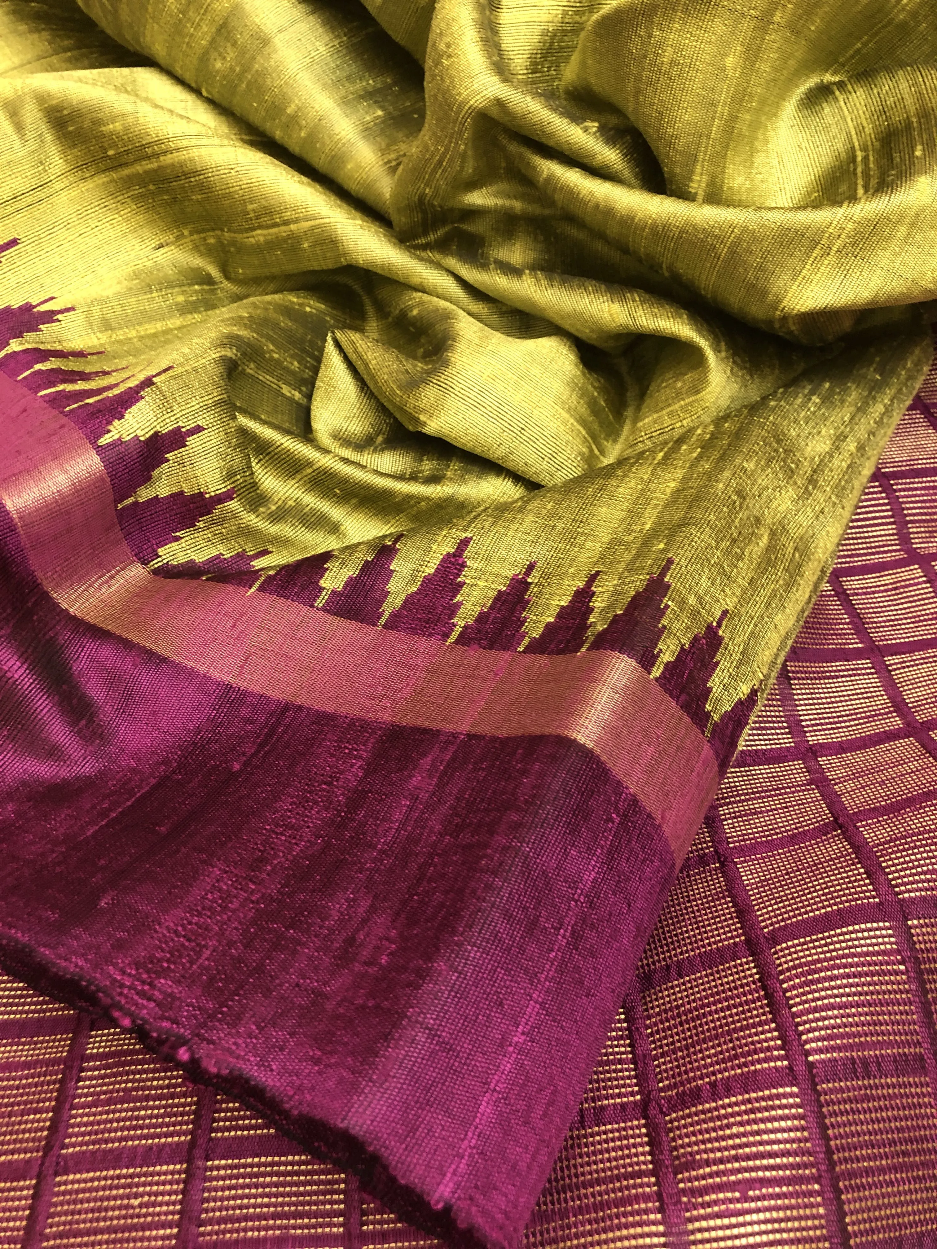 Pista Green Color Pure Raw Silk Saree