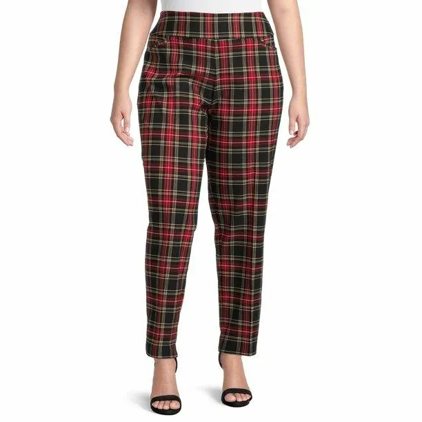 Plus size plaid dress pants