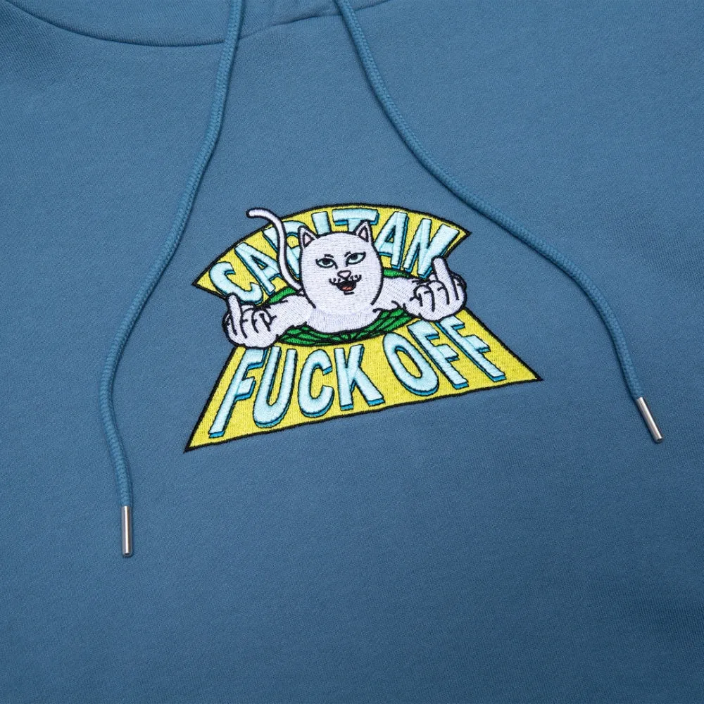 RIPNDIP CAPITAN FUCK OFF EMBROIDERED HOODIE-SLATE