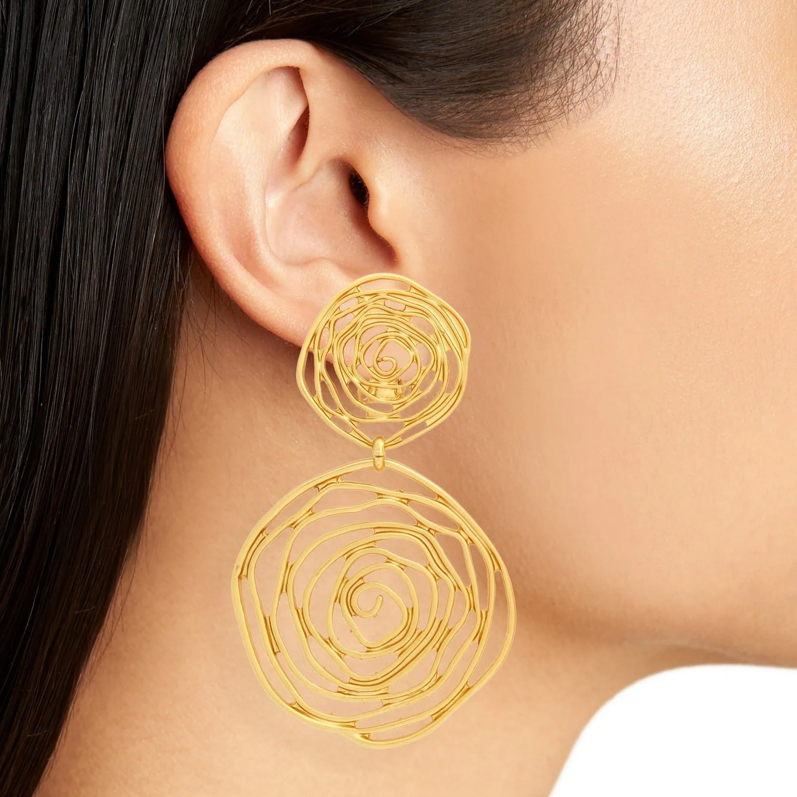 Rose cut out statement clip-on Earrings