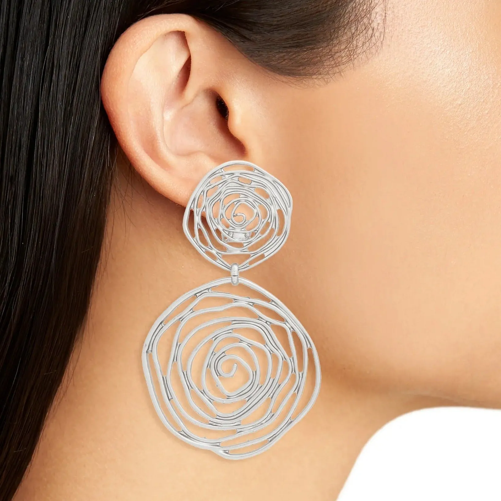 Rose cut out statement clip-on Earrings