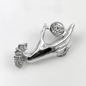 Silver Hand Brooch Victorian Revival