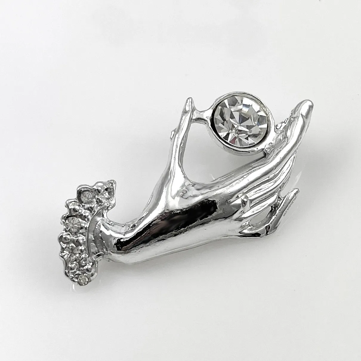 Silver Hand Brooch Victorian Revival