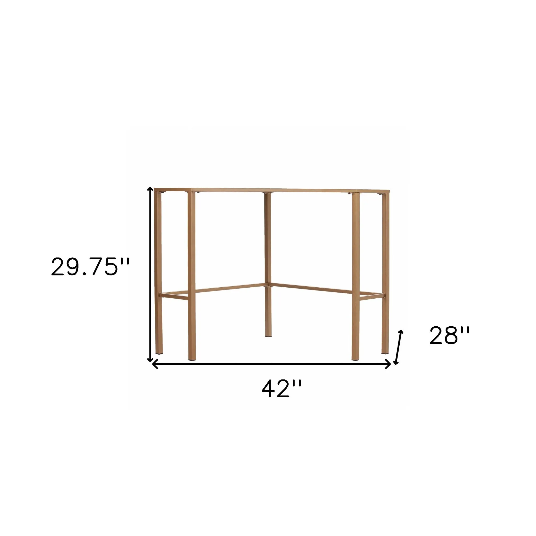 Soft Gold Metal and Glass Corner Desk