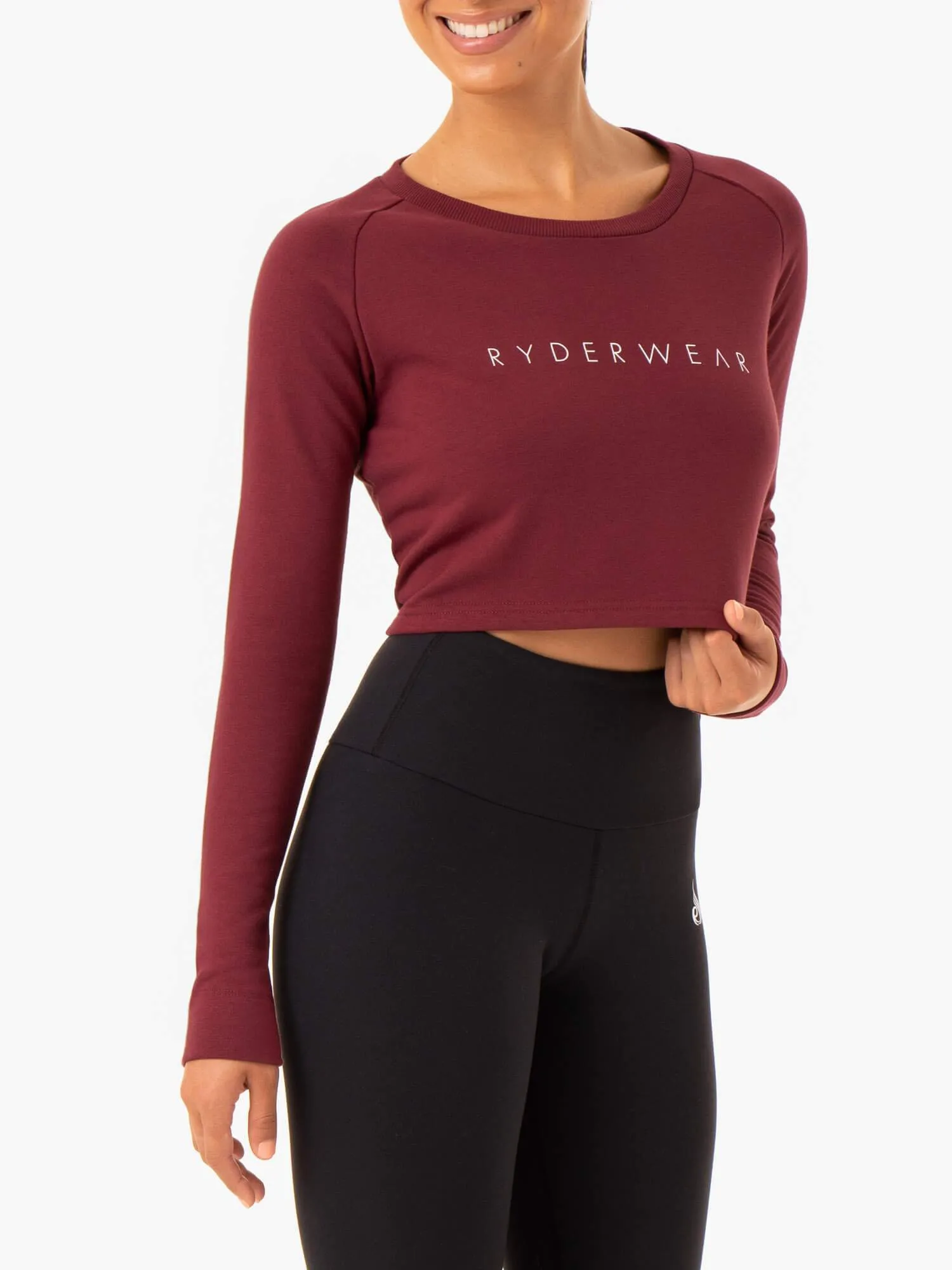 Staples Cropped Sweater - Burgundy