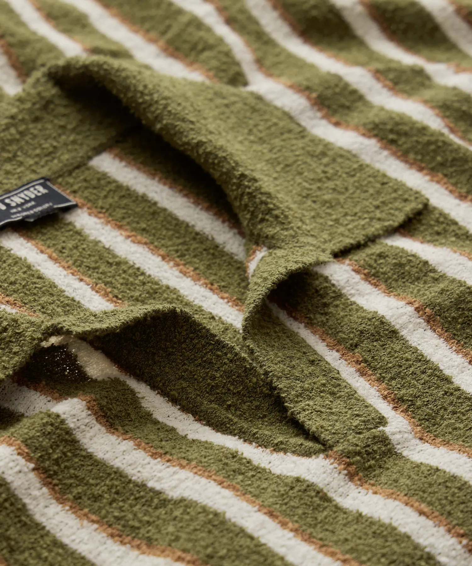 Striped Boucle Montauk Polo in Oak Moss