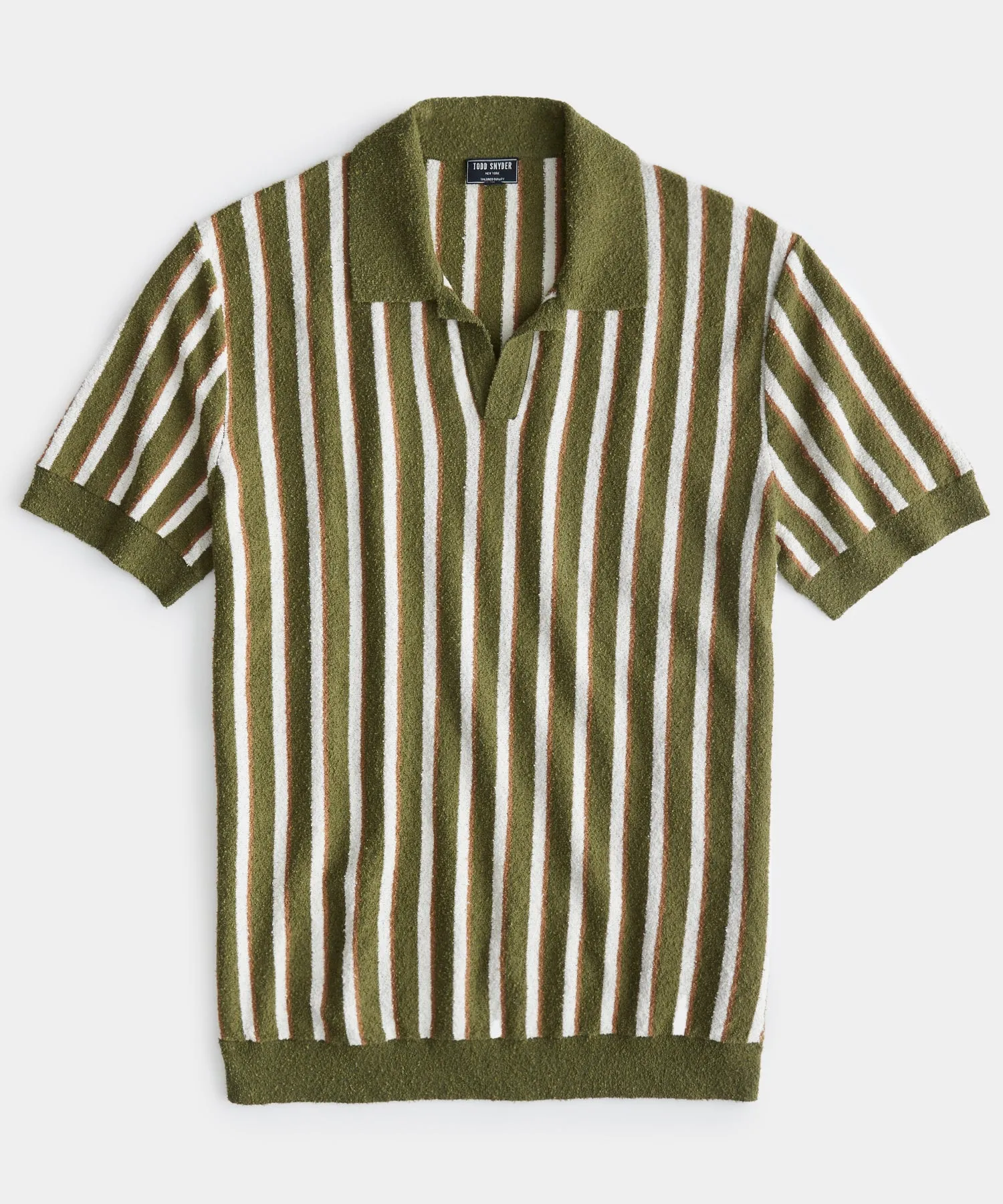 Striped Boucle Montauk Polo in Oak Moss