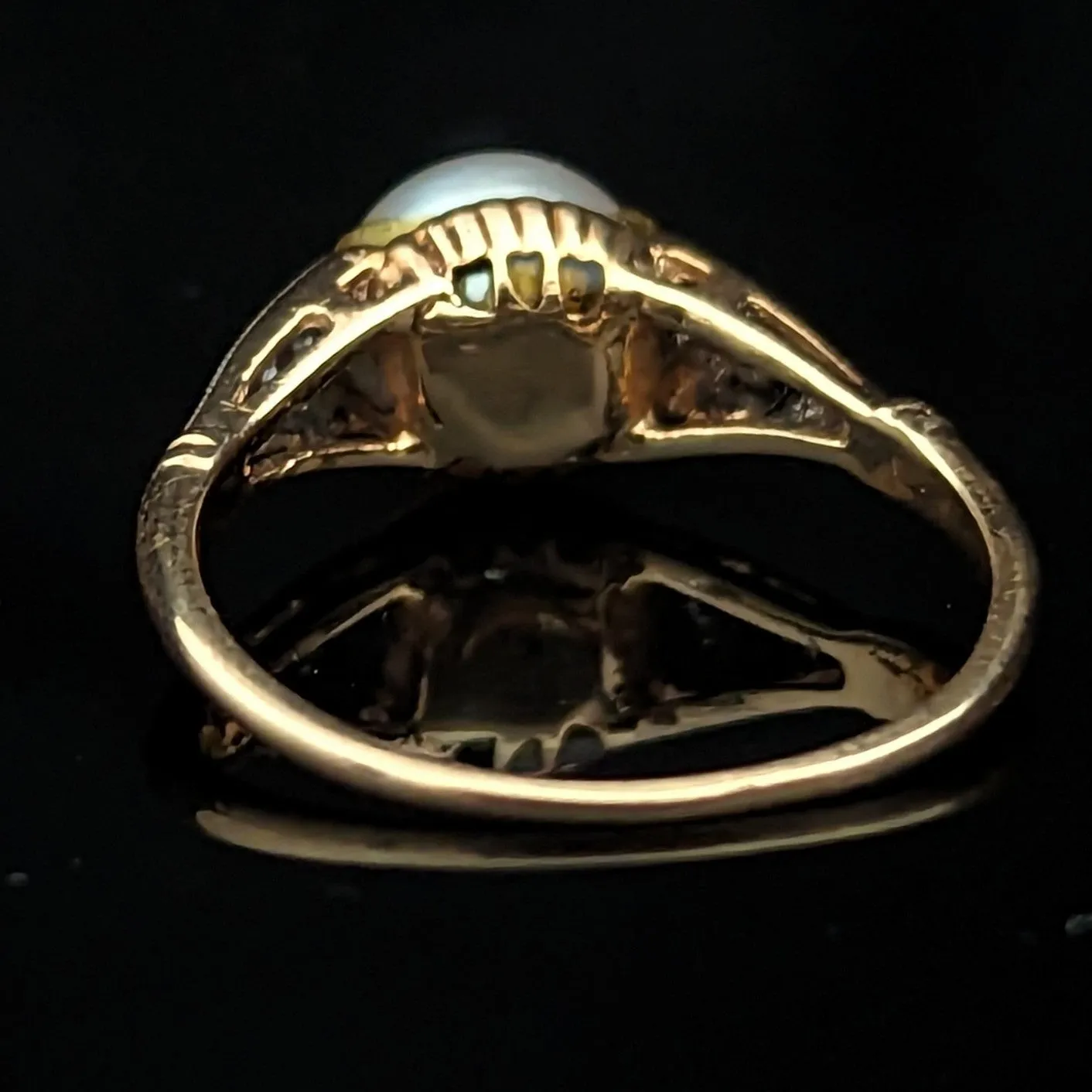 The Deadwood - Vintage Pearl Diamond 14k Gold Statement Ring