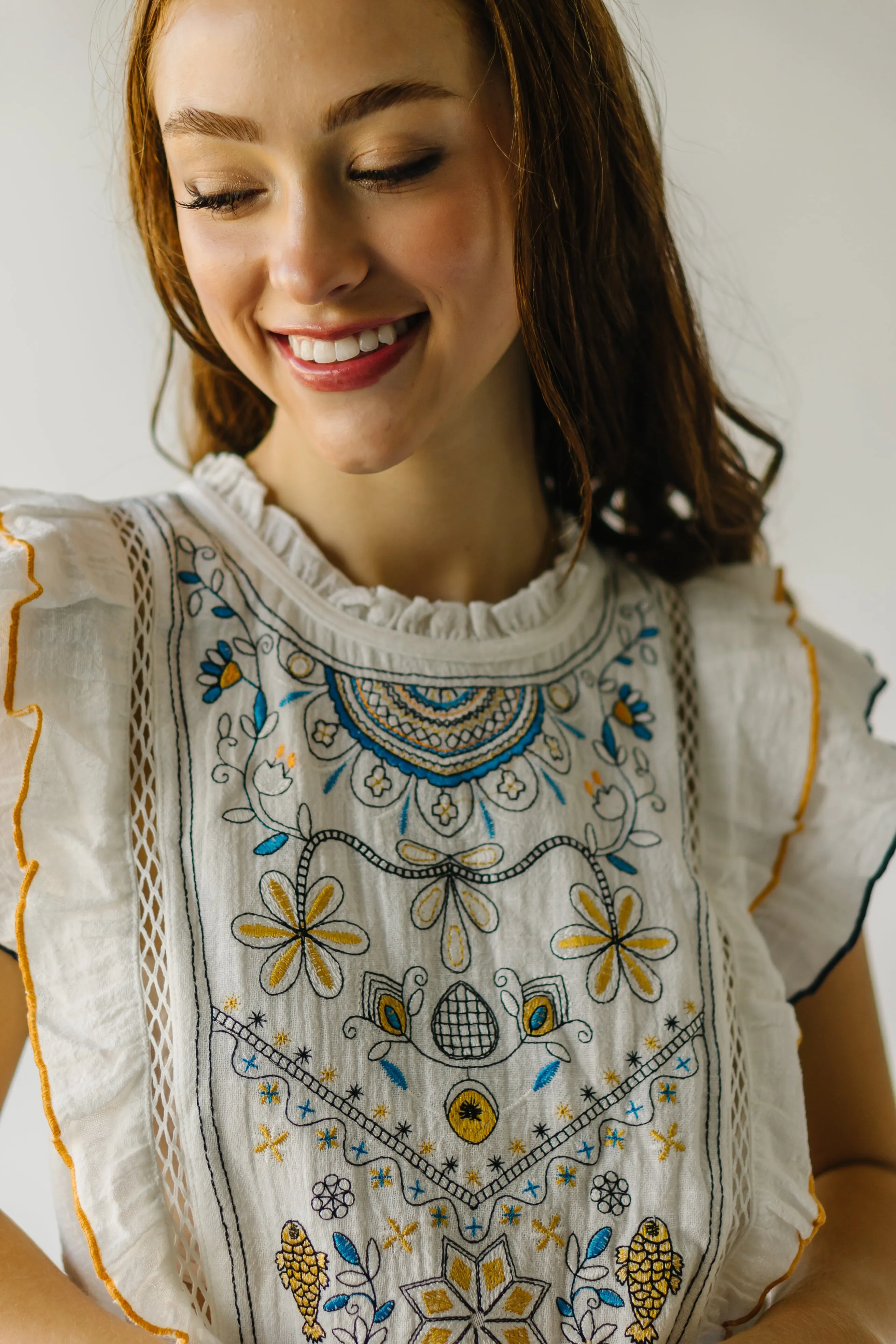 The Kimmell Embroidered Blouse in White