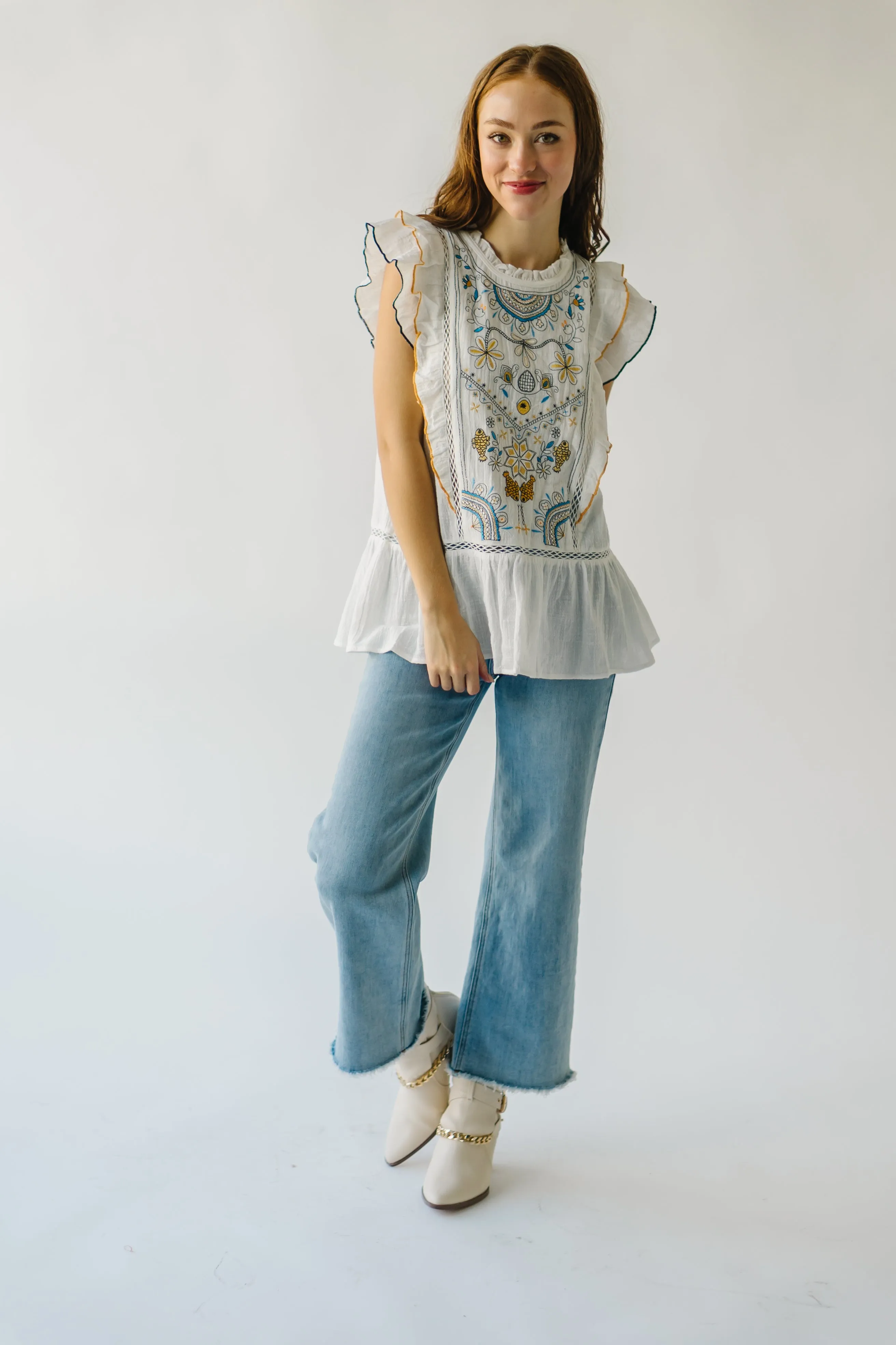 The Kimmell Embroidered Blouse in White