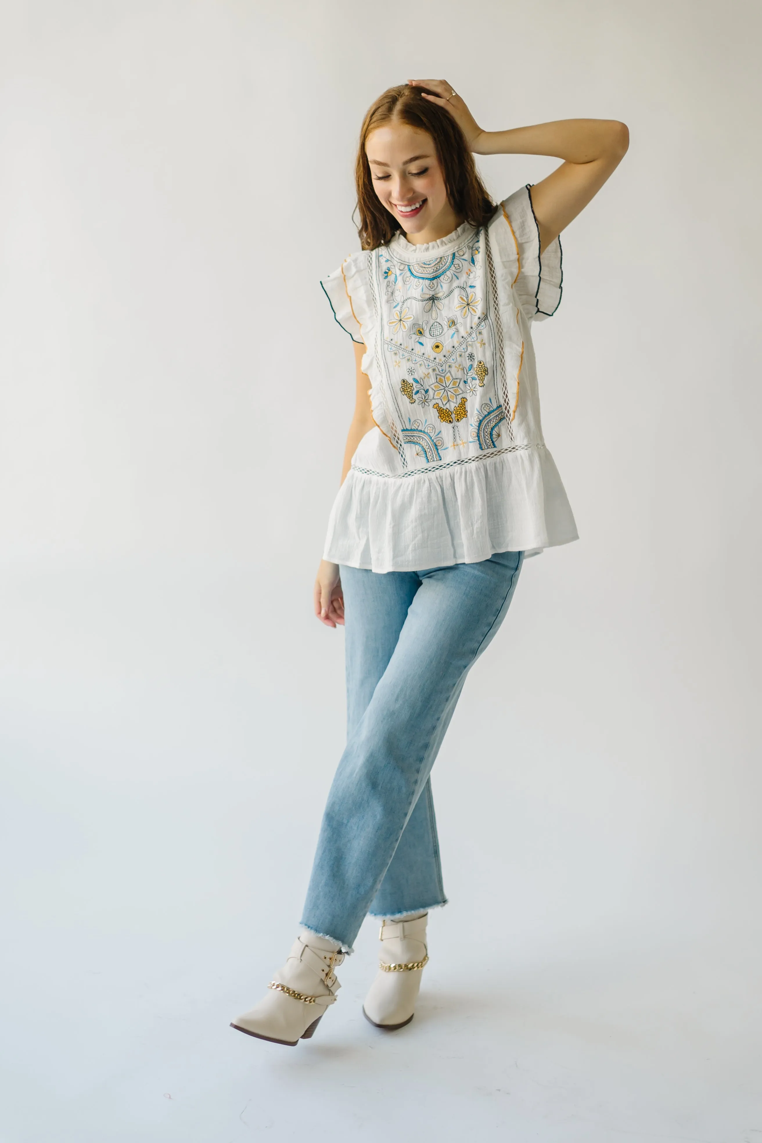 The Kimmell Embroidered Blouse in White