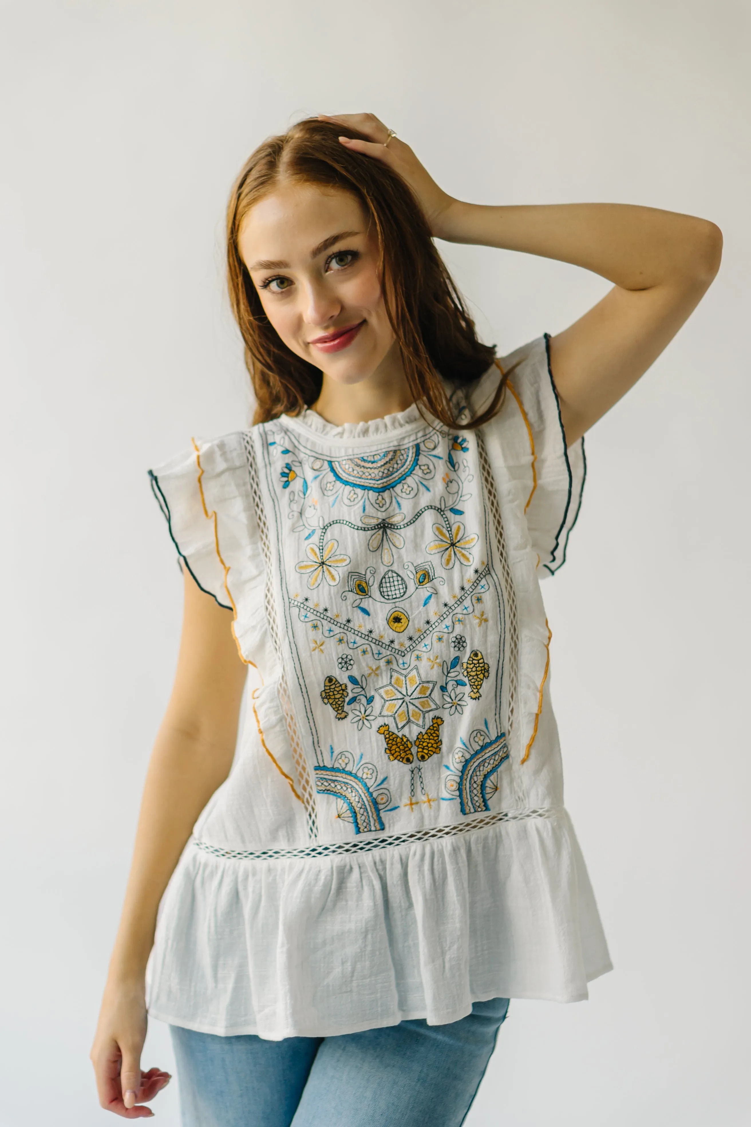 The Kimmell Embroidered Blouse in White