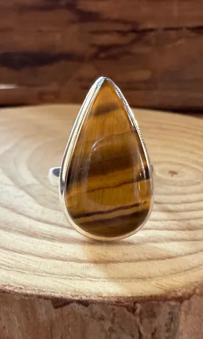 TIGER'S EYE and Silver Ring Size 8