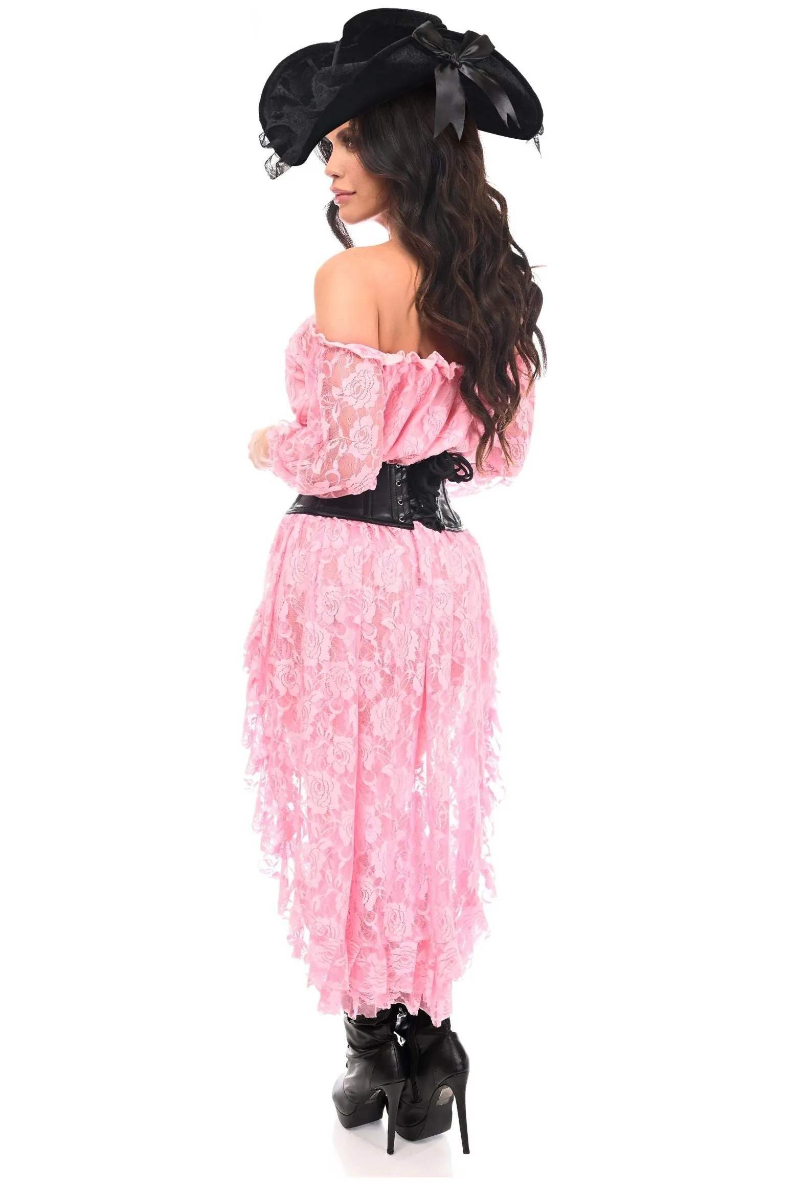 Top Drawer 4 PC Lt Pink Premium Pirate Corset Costume