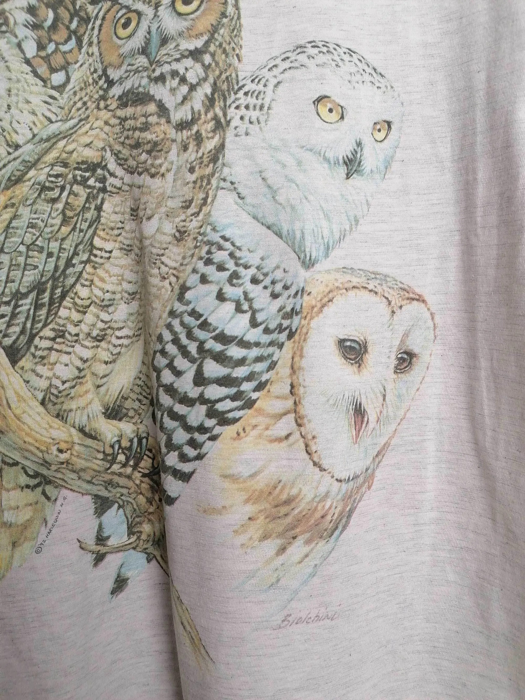 Vintage 90's BIOLCHINI Owls Print T-shirt - size M-L