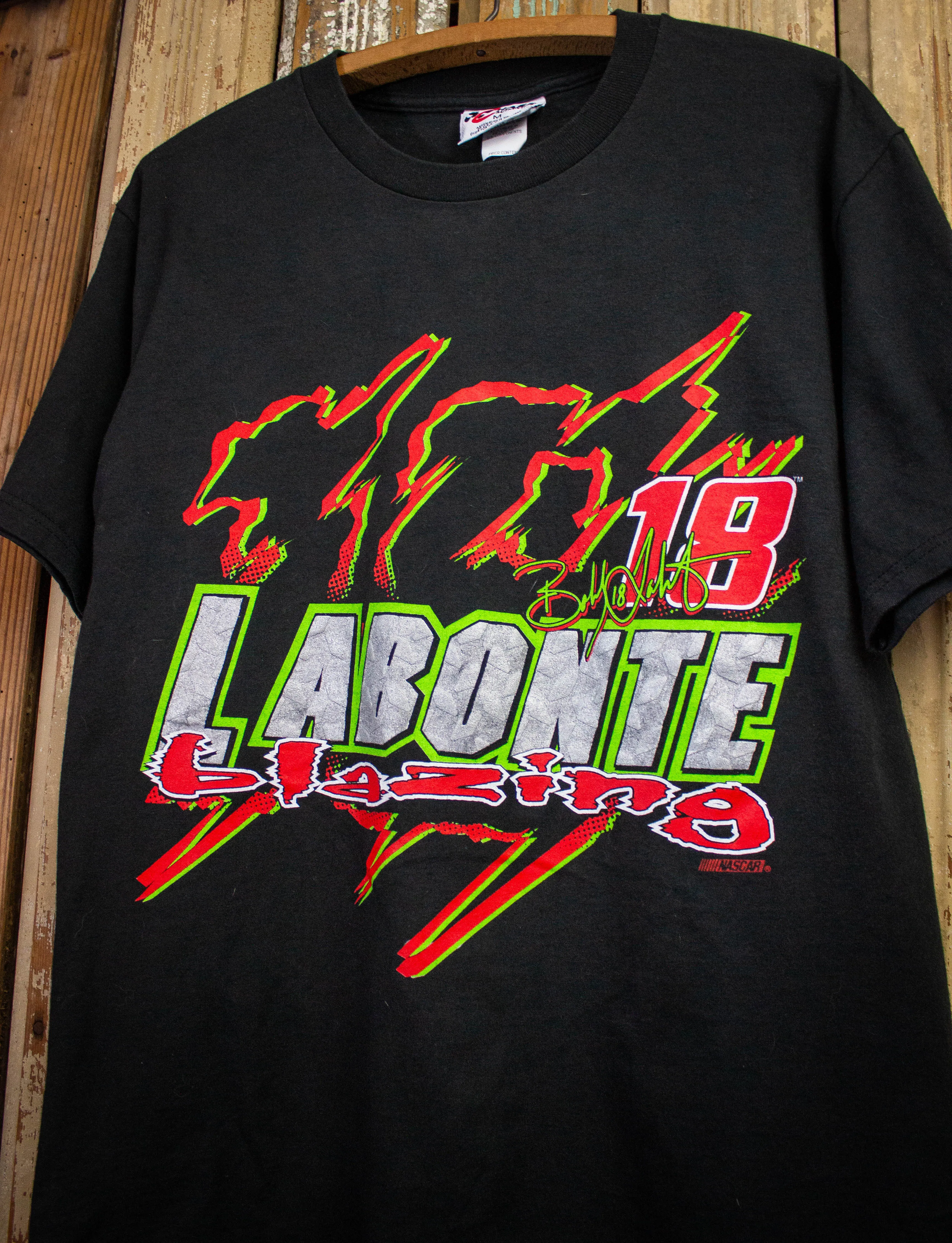 Vintage Bobby Labonte Blazing Nascar Graphic T Shirt 1999 Black Medium