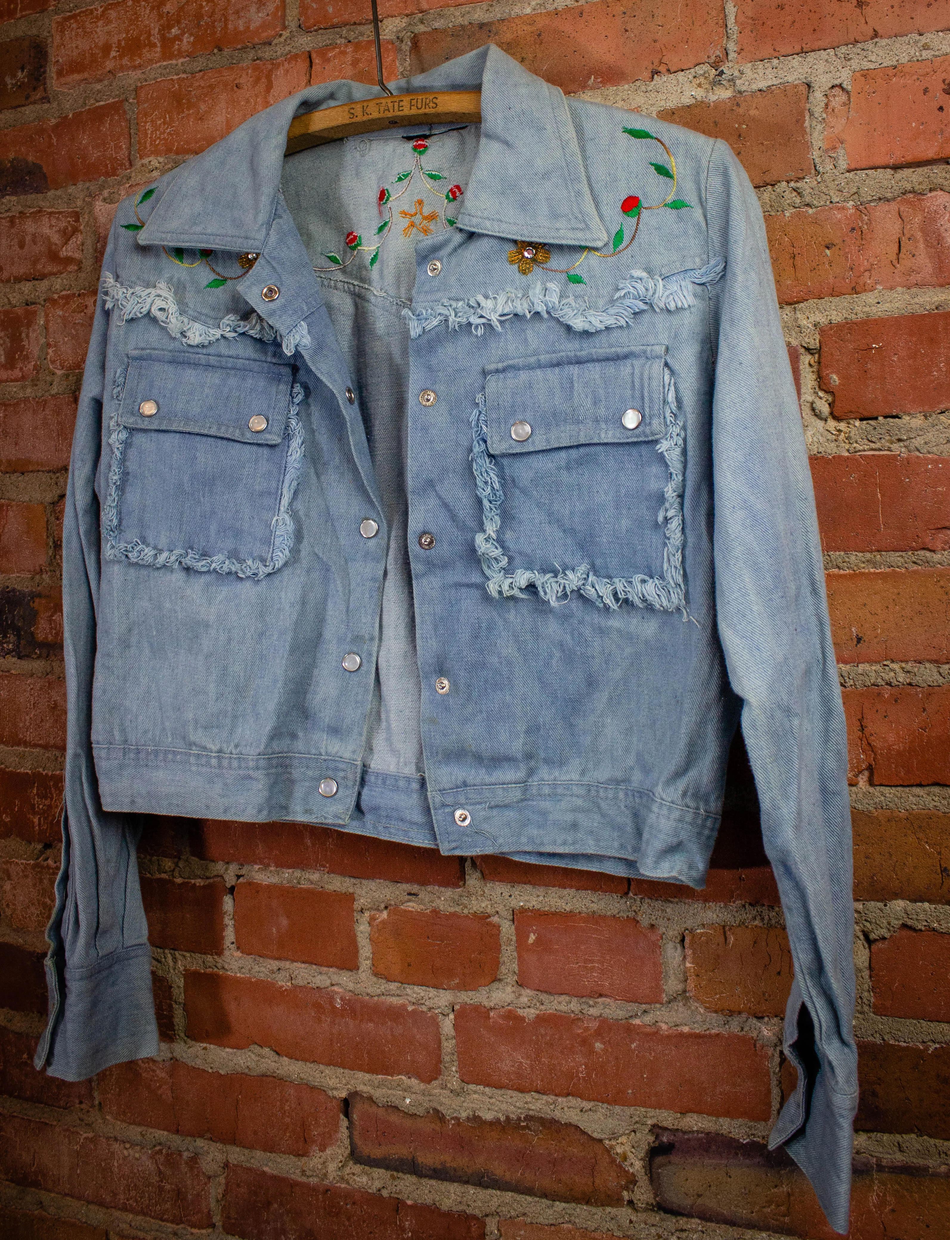 Vintage Denim Light Wash Crop Jacket 1970s S