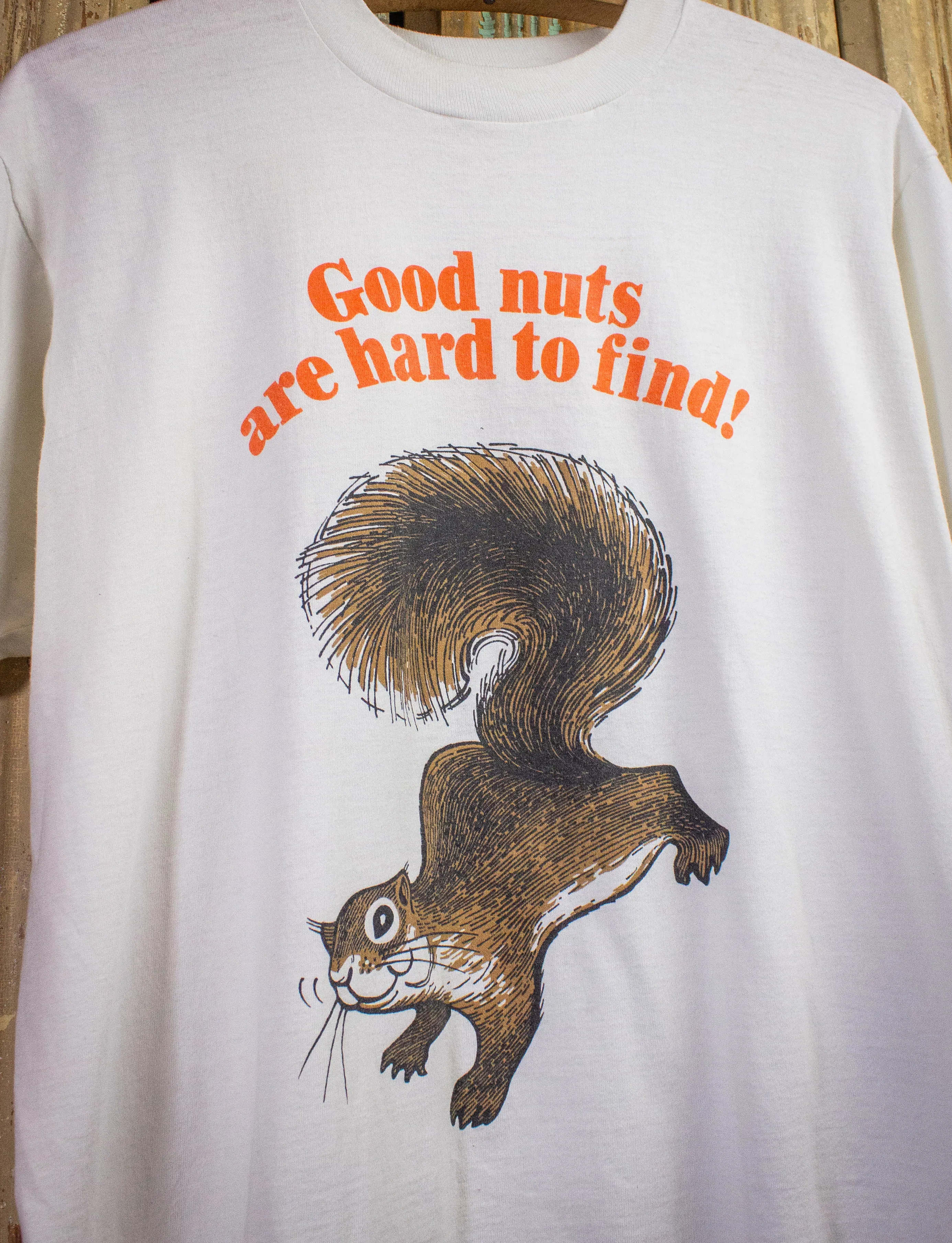 Vintage Good Nuts Are Hard To Find Graphic T Shirt 80s White XL