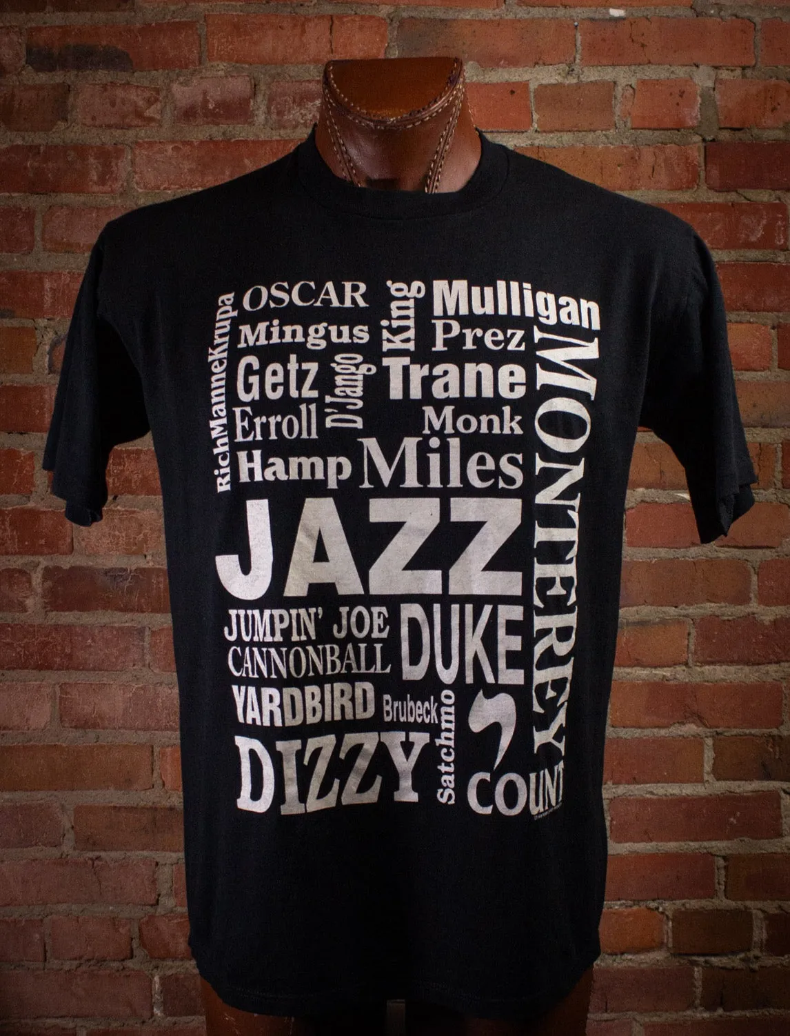 Vintage Jazz Greats Graphic T Shirt 1993 Black XL