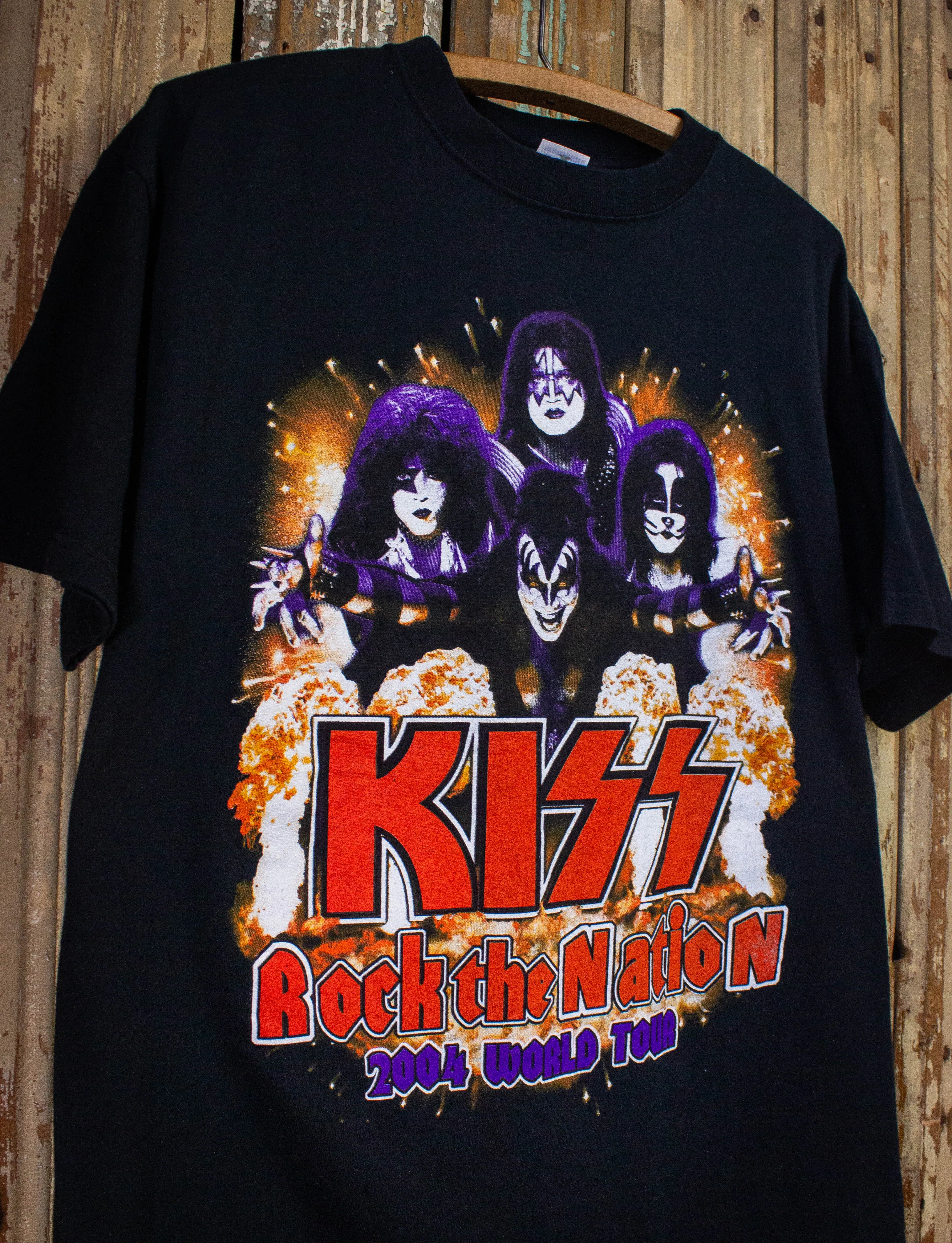 Vintage KISS Rock The Nation Concert T Shirt 2004 Black Large