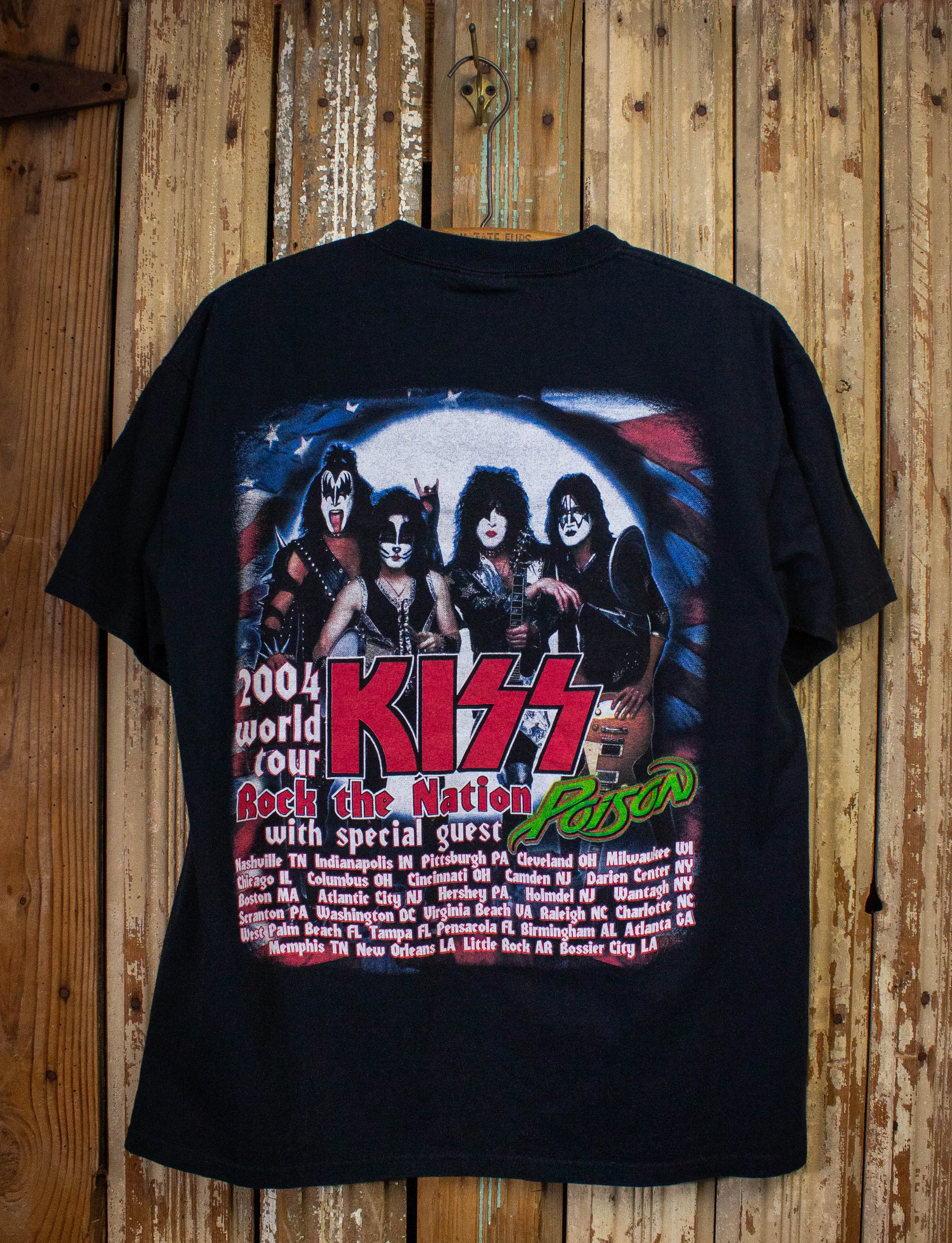 Vintage KISS Rock The Nation Concert T Shirt 2004 Black Large